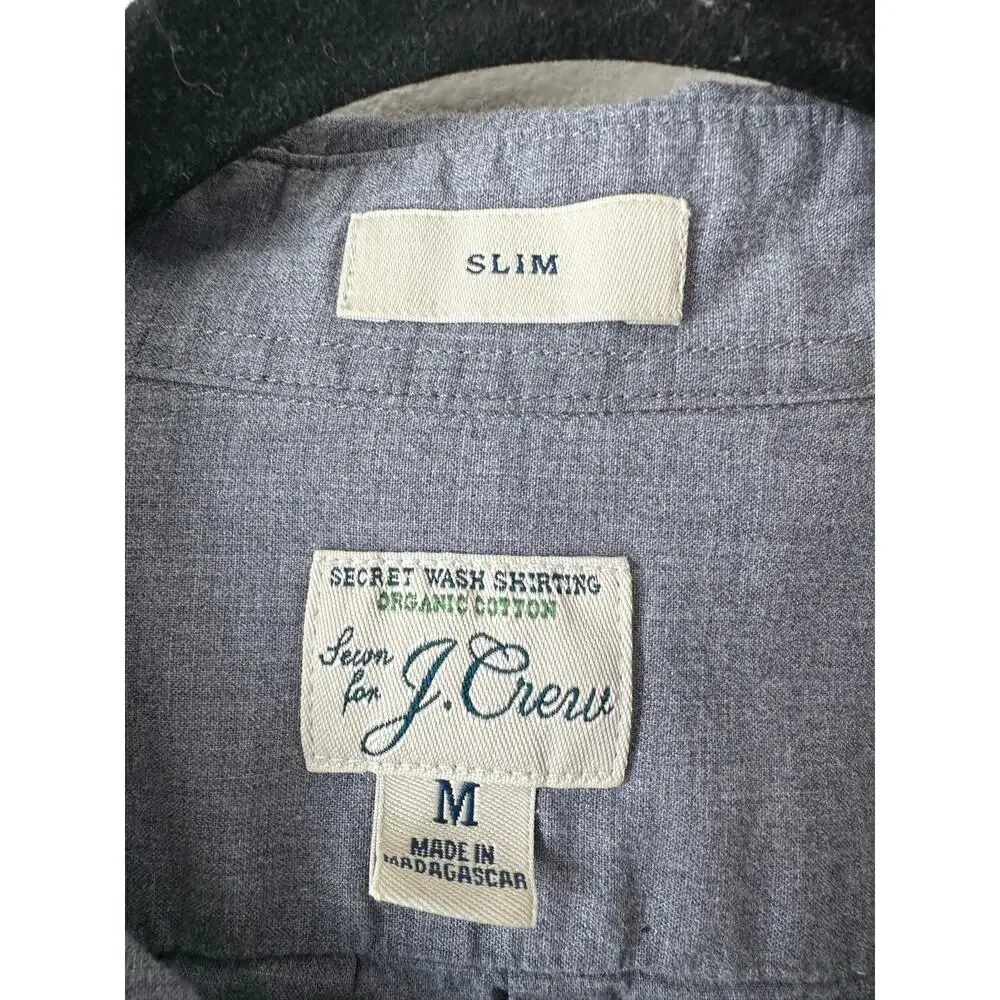 J.Crew Men’s Slim Fit Secret Wash Blue Chambray Button Down Shirt Coastal M